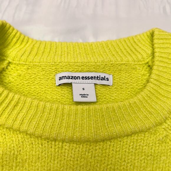 Amazon Essentials Women's Soft-Touch Crewneck Novelty Sweater Lime Green/White S - Picture 6 of 9